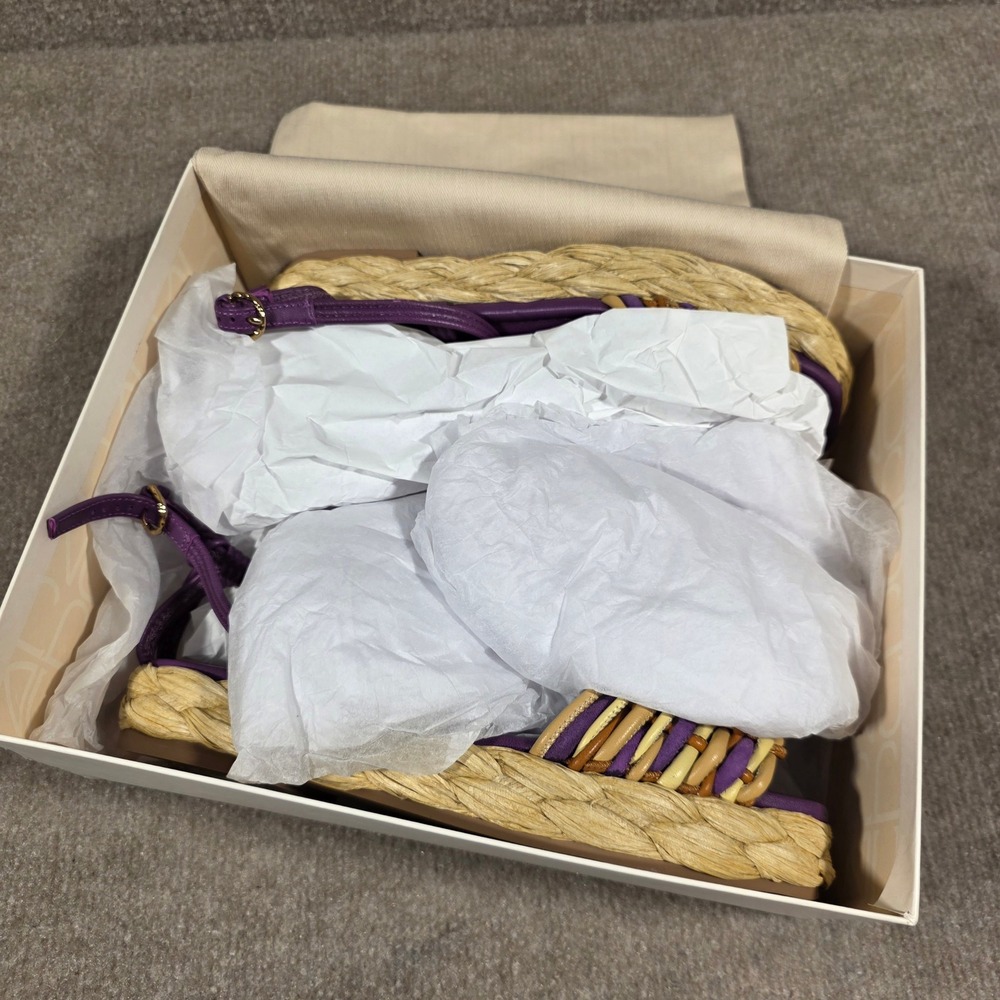 Ulla Johnson Purple Woven Raffia Platform Sandals Size 40 New In Box - Picture 5 of 7